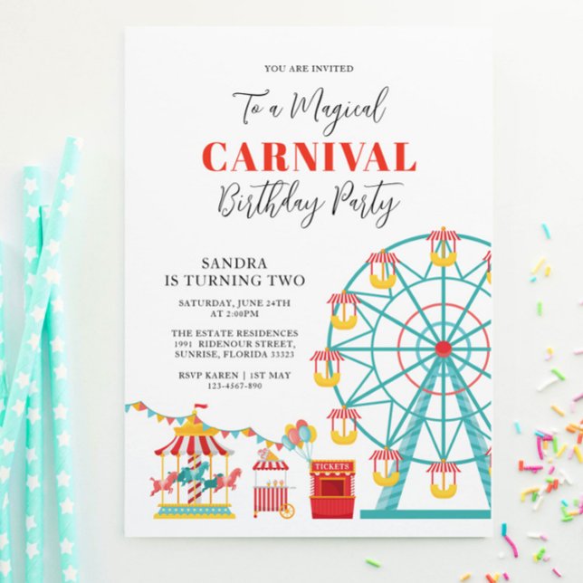 Invitación Partido de Cumpleaños del Carnaval Mágico (Subido por el creador)