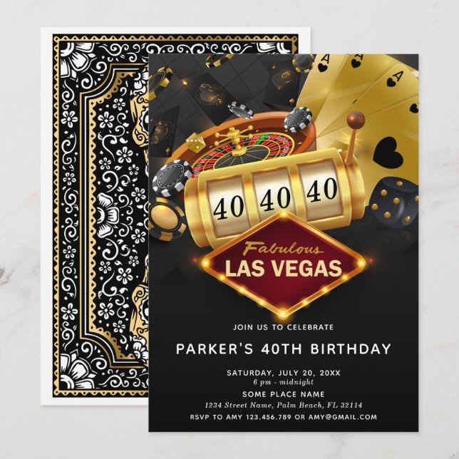 Invitación Partido de cumpleaños del Casino de Las Vegas Blac (Anverso / Reverso)