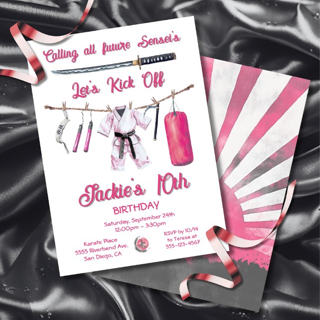 Invitación Partido de Cumpleaños del Chica de Artes Marciales (Subido por el creador)
