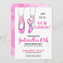 Invitación Partido de Cumpleaños del Chica de Ballet Rosado
