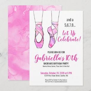 Invitación Partido de Cumpleaños del Chica de Ballet Rosado