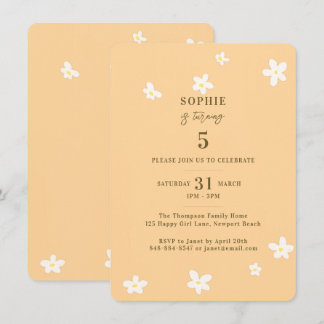 Invitación Partido de cumpleaños del Chica de Daisies Blancos