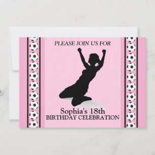 Invitación Partido de Cumpleaños del Chica de Fútbol, Inv