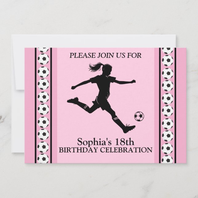 Invitación Partido de Cumpleaños del Chica de Fútbol, Inv (Anverso)