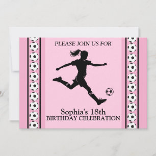 Invitación Partido de Cumpleaños del Chica de Fútbol, Inv