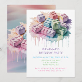 Invitación Partido de cumpleaños del Chica de Pastel Building