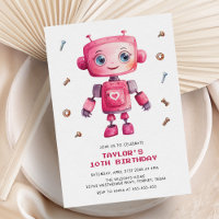 Partido de cumpleaños del Chica de robots rosados 