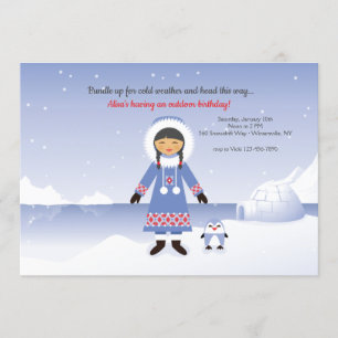 Invitación Partido de cumpleaños del Chica esquimal