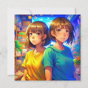 Invitación Partido de Cumpleaños del Chica gemelo Anime