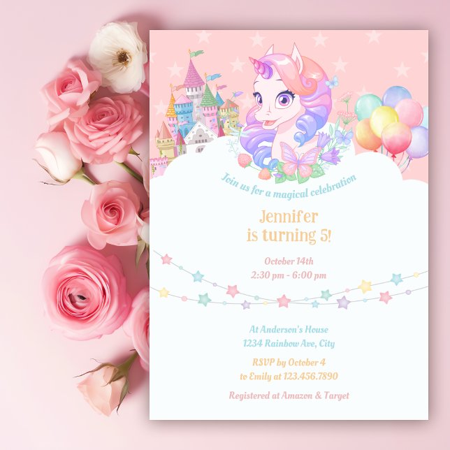 Invitación Partido de Cumpleaños del Chica Mágico Unicornio (Subido por el creador)
