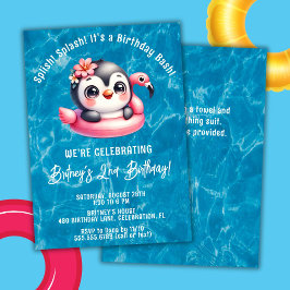 Invitación Partido de cumpleaños del Chica Pingüino Splish Sp