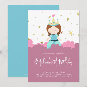 Invitación Partido de cumpleaños del Chica Princesa de Oro Ro