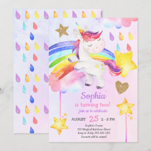 Invitación Partido de cumpleaños del Chica Unicornio mágico