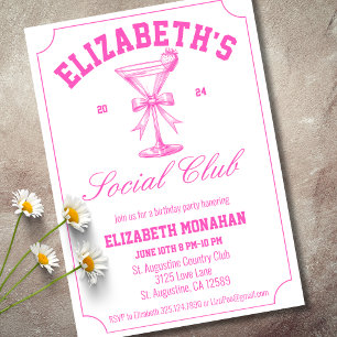 Invitación Partido de cumpleaños del club social Pink Country