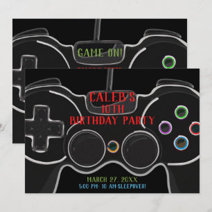Invitación Partido de cumpleaños del controlador de videojueg