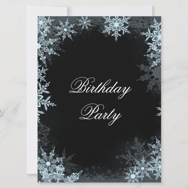 Invitación Partido de cumpleaños del copo de nieve azul de in (Anverso)