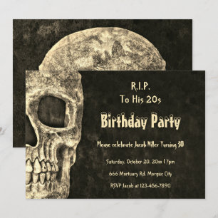 Invitación Partido de cumpleaños del Cráneo Humano Gótico QEP