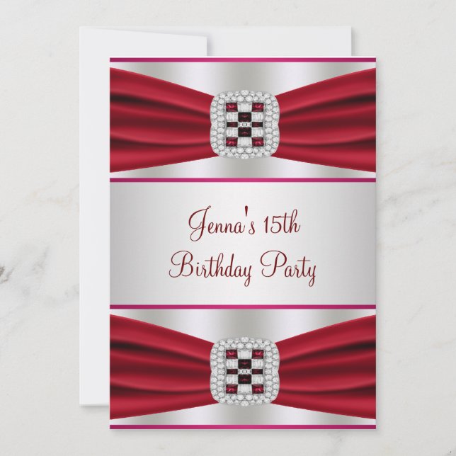 Invitación Partido de Cumpleaños del Diamante Rojo (Anverso)