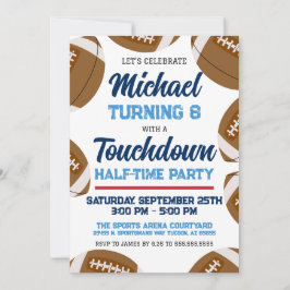 Invitación Partido de cumpleaños del equipo de fútbol azul y