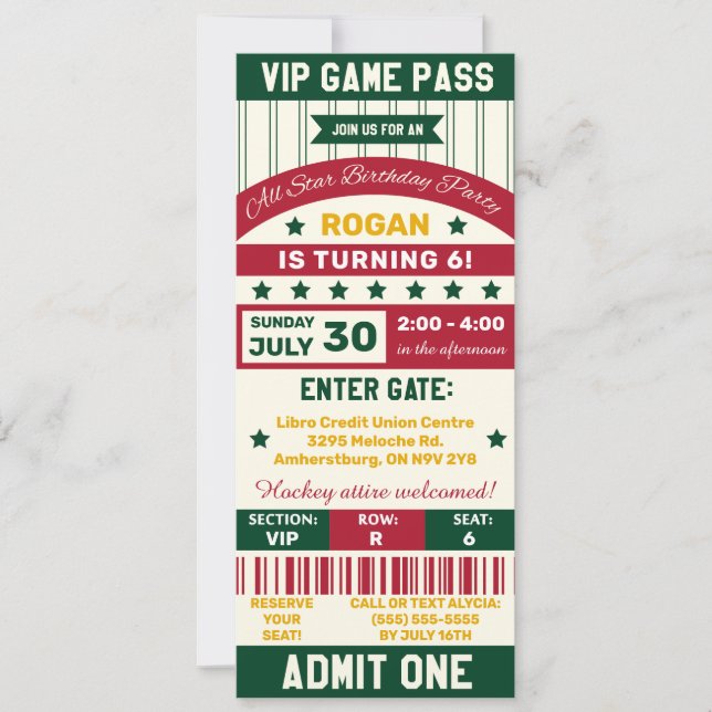 Invitación Partido de cumpleaños del equipo deportivo verde,  (Anverso)