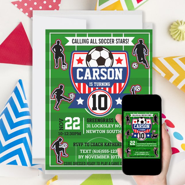 Invitación Partido de cumpleaños del estadio de fútbol mascul (Subido por el creador)