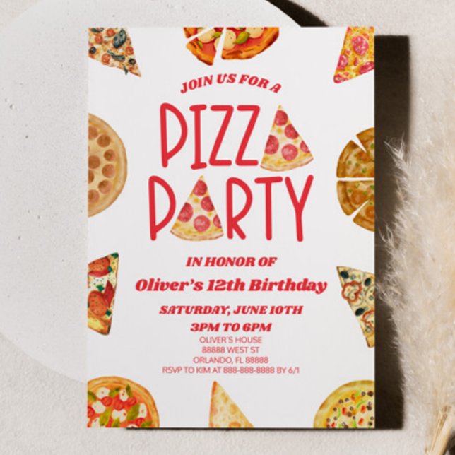 Invitación Partido de Cumpleaños del Fiesta Pizza Red Waterco (Subido por el creador)