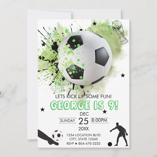 Invitación Partido de cumpleaños del fútbol (Anverso)