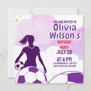 Invitación Partido de Cumpleaños del Fútbol, Chica jugador de