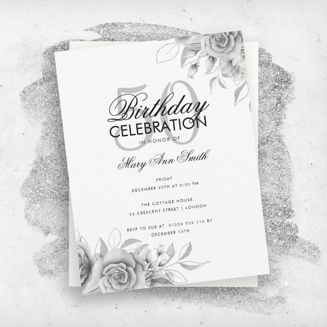 Invitación Partido de Cumpleaños del Glam Floral Presupuestar (Subido por el creador)