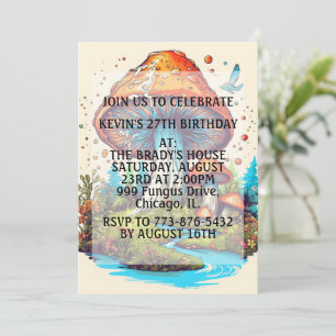 Invitación Partido de Cumpleaños del Ilustracion Artsy Mushro