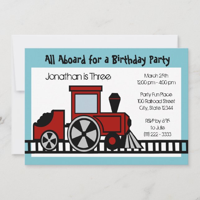Invitación Partido de Cumpleaños del Motor de Tren Rojo (Anverso)