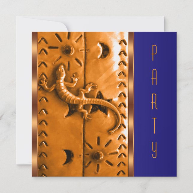 Invitación Partido de Cumpleaños del Naranja Azul del Suroest (Anverso)
