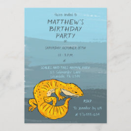 Invitación Partido de Cumpleaños del naranja Gecko Lizard