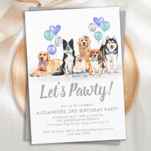 Invitación Partido de cumpleaños del niño con pipa de perro C