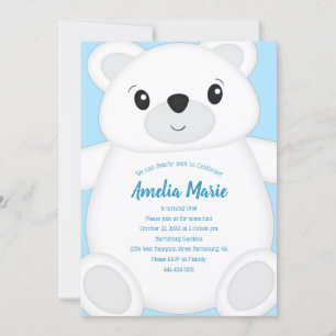 Invitación Partido de Cumpleaños del Oso Polar Azul