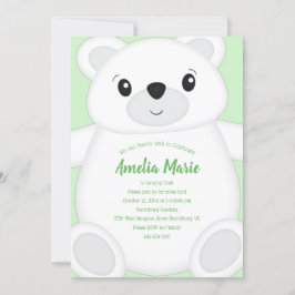 Invitación Partido de Cumpleaños del Oso Polar Verde