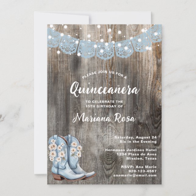 Invitación Partido de Cumpleaños del Papel Occidental Picado  (Anverso)