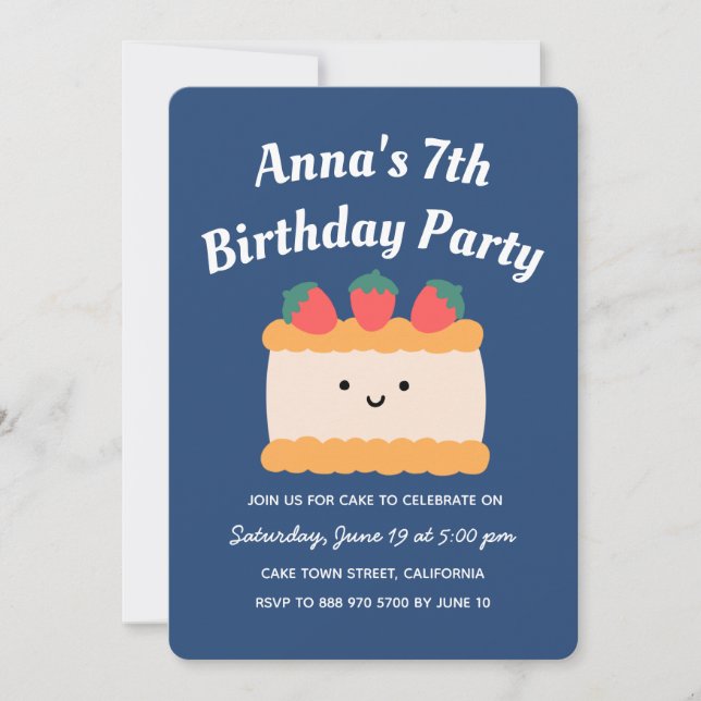 Invitación Partido de cumpleaños del Pastel de Patrocinos Ama (Anverso)