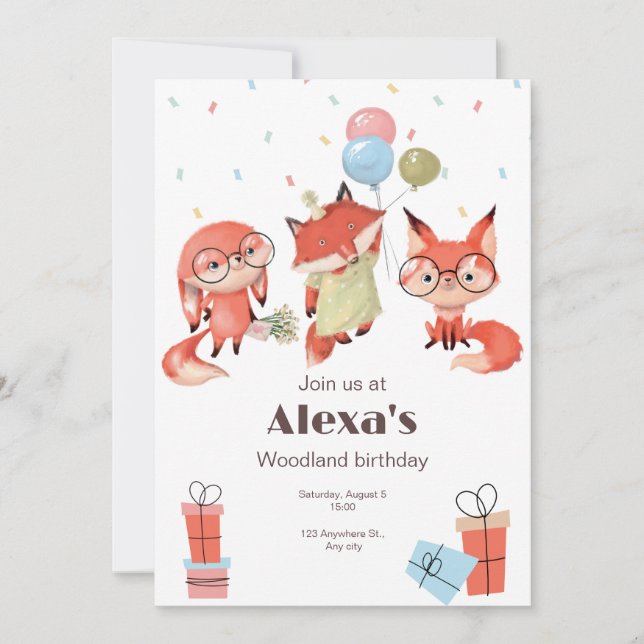 Invitación Partido de Cumpleaños del Personalizado Blanco Roj (Anverso)