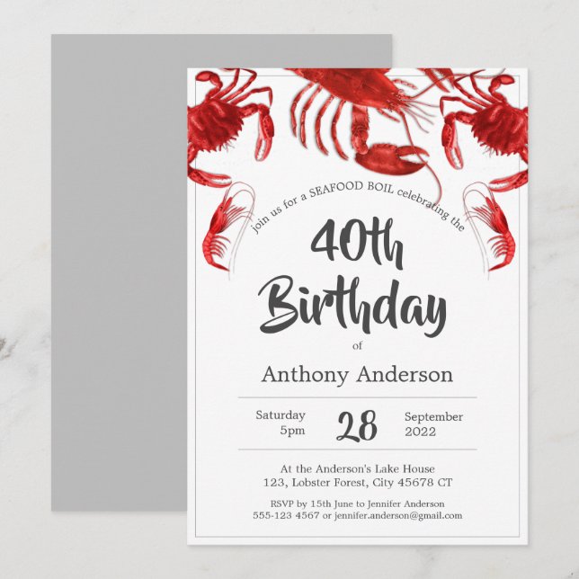 Invitación Partido de Cumpleaños del Personalizado Red White  (Anverso / Reverso)
