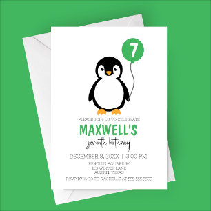 Invitación Partido de cumpleaños del Pingüino Minimalista mod