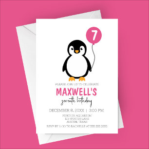Invitación Partido de cumpleaños del Pingüino Minimalista mod