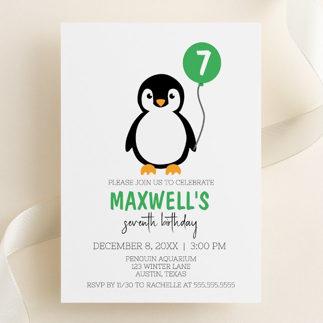 Invitación Partido de cumpleaños del Pingüino Minimalista mod (Subido por el creador)