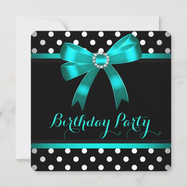 Invitación Partido de cumpleaños del Polka blanco negro de co (Anverso)