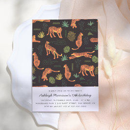 Invitación Partido de cumpleaños del tigre Botánico moderno