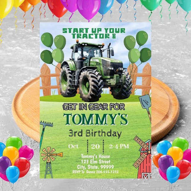 Invitación Partido de Cumpleaños del Tractor (Subido por el creador)
