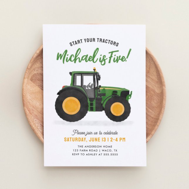 Invitación Partido de Cumpleaños del Tractor Verde (Subido por el creador)