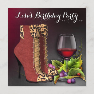 Invitación Partido de Cumpleaños del Vino Rojo de Mujeres