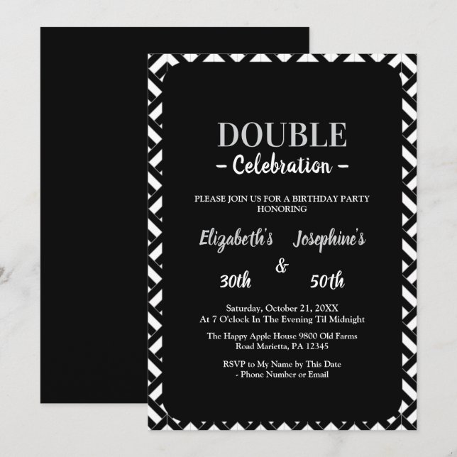 Invitación Partido de cumpleaños doble articulado para adulto (Anverso / Reverso)