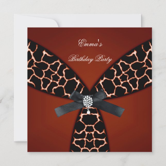 Invitación Partido de Cumpleaños Elegante Rojo Negro Blanco D (Anverso)